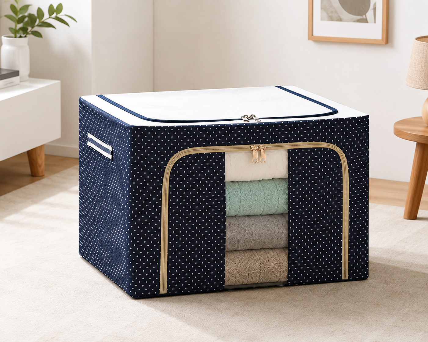 Premium 66L Foldable Storage Bag | Large Capacity Clothes Organizer with Transparent Window