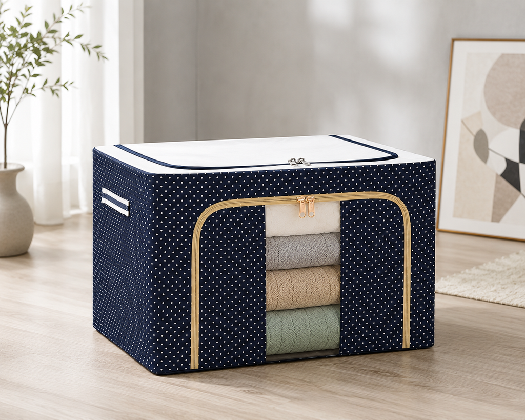 Premium 66L Foldable Storage Bag | Large Capacity Clothes Organizer with Transparent Window