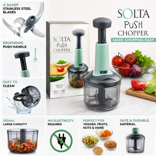 1000ML SOLTA Push Chopper | Manual Vegetable & Fruit Chopper