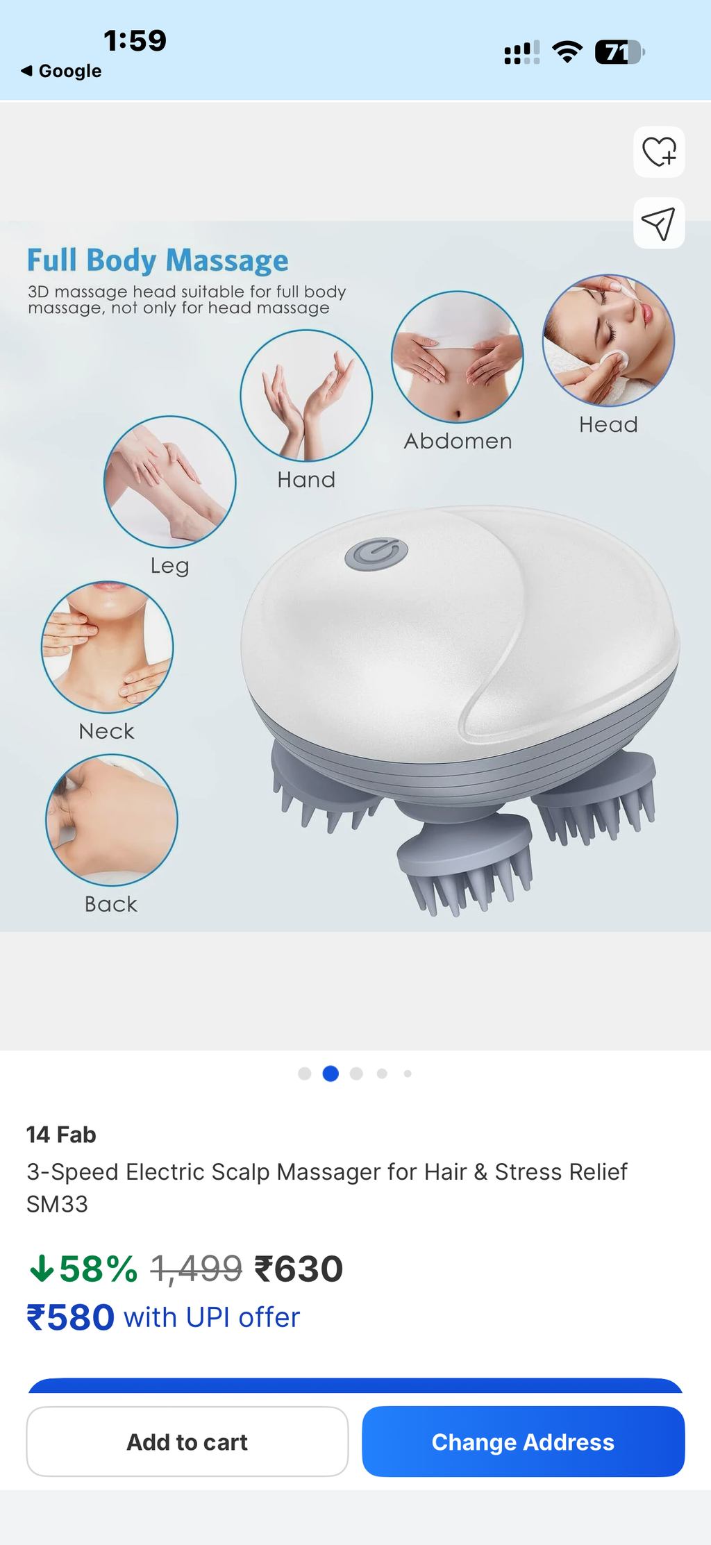 Premium 3D Electric Scalp Massager – USB Rechargeable | Deep Head, Neck & Full Body Relaxation
