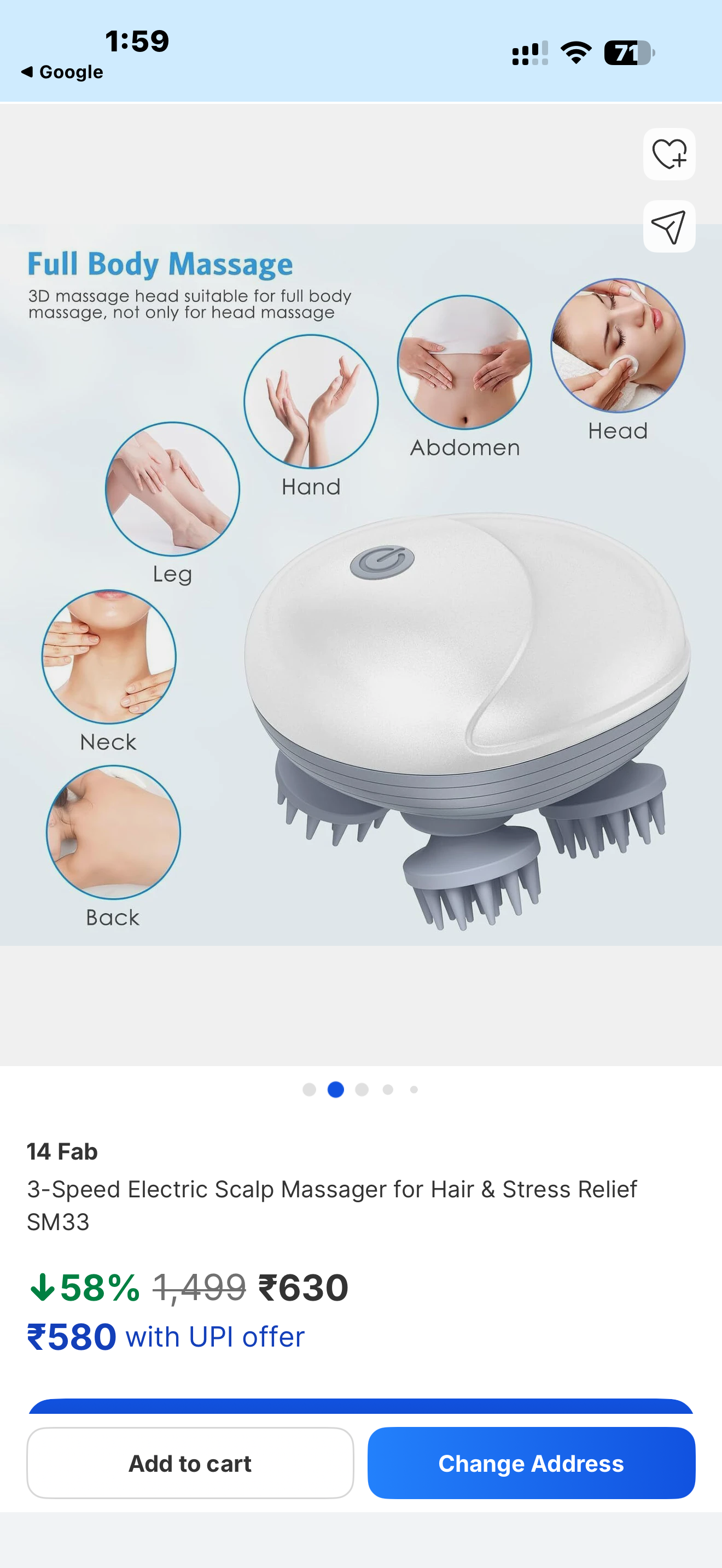Premium 3D Electric Scalp Massager – USB Rechargeable | Deep Head, Neck & Full Body Relaxation