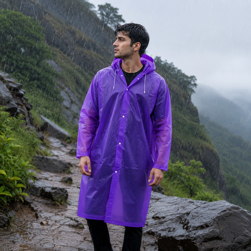 Premium EVA Waterproof Long Raincoat with Hood | Reusable | Yellow | Unisex