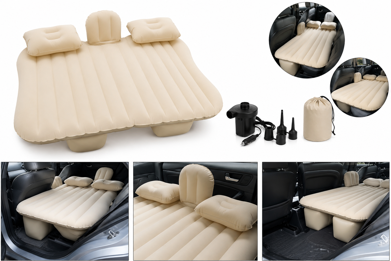 Premium Inflatable Car Bed Sofa – Universal Back Seat Air Mattress with 2 Pillows | Portable Travel Sleeping Bed